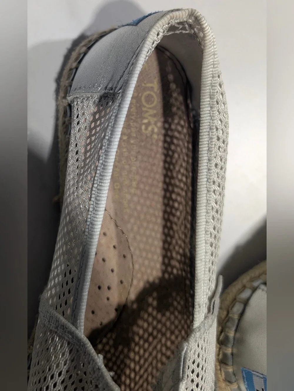 TOMS Women's Silver Mesh Espadrille Flats